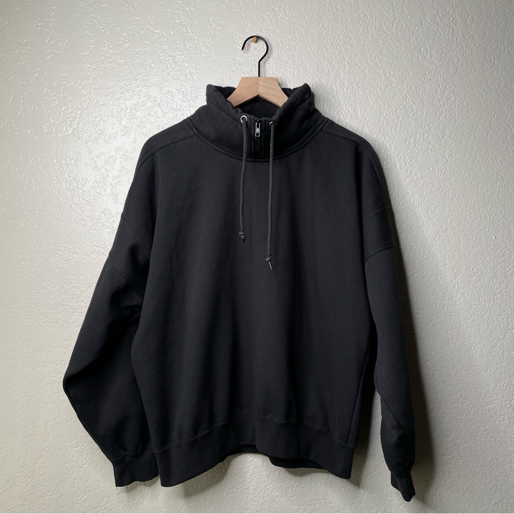 Vintage Men's Black Sweater Quarter Collar Zip Up - Picture 2 of 10